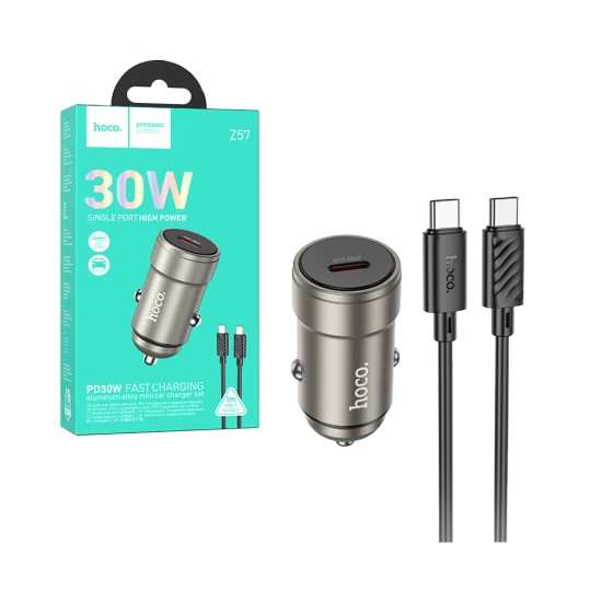 Hoco Car Charger Z57 Glorious PD30W with Type-C to Type-C Cable 1M Gold